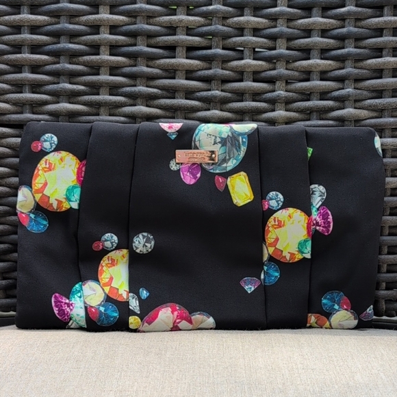 Kate Spade New York KingsJewels Print Kaleidoball Satin Clutch - Picture 1 of 8